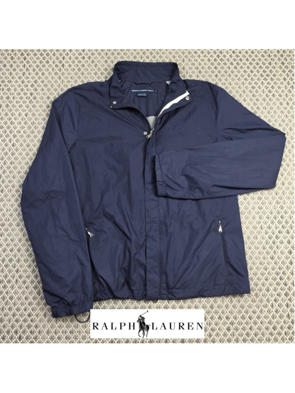 Vintage Ralph Lauren Golf Jacket Womens L Navy Full Zip Windbreaker Pony Logo